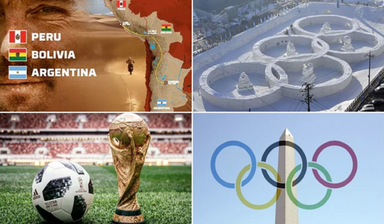 El Dakar, los Juegos Olímpicos de Invierno, la Copa Mundial de la FIFA y los Juego Olímpicos de la Juventud, son algunos de los grandes eventos del calendario deportivo 2018