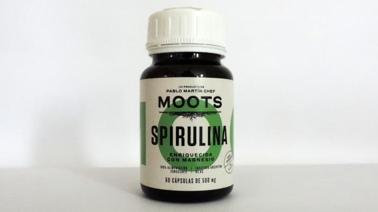 Producto alimenticio Spirulina enriquecida con magnesio marca “Moots”