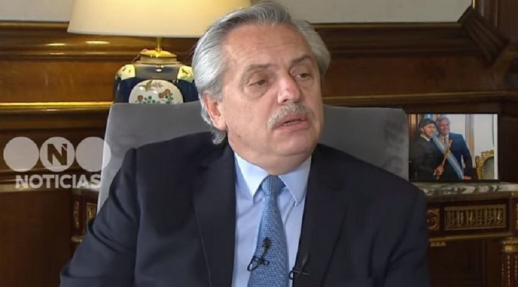 Alberto Fernández en Casa Rosada. (Imagen de TV).