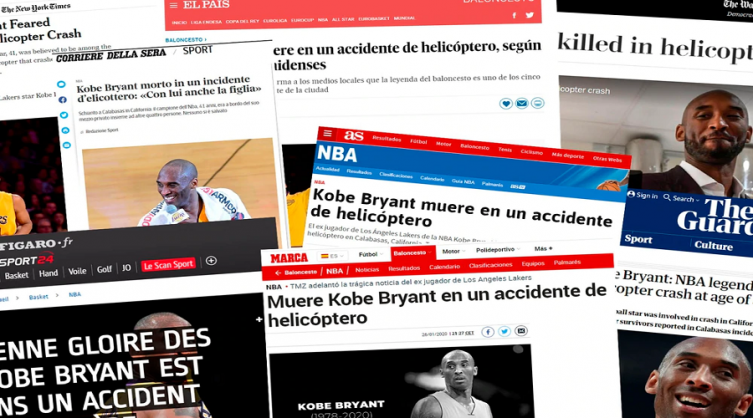 La trágica muerte de Bryant en los medios del mundo - INFOBAE