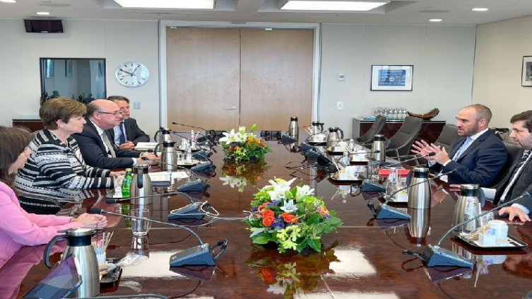 El ministro de Economía, Martín Guzmán, se reunió con la directora gerenta del Fondo, Kristalina Georgieva, en Washington. Foto: NA/Ministerio de Economía.